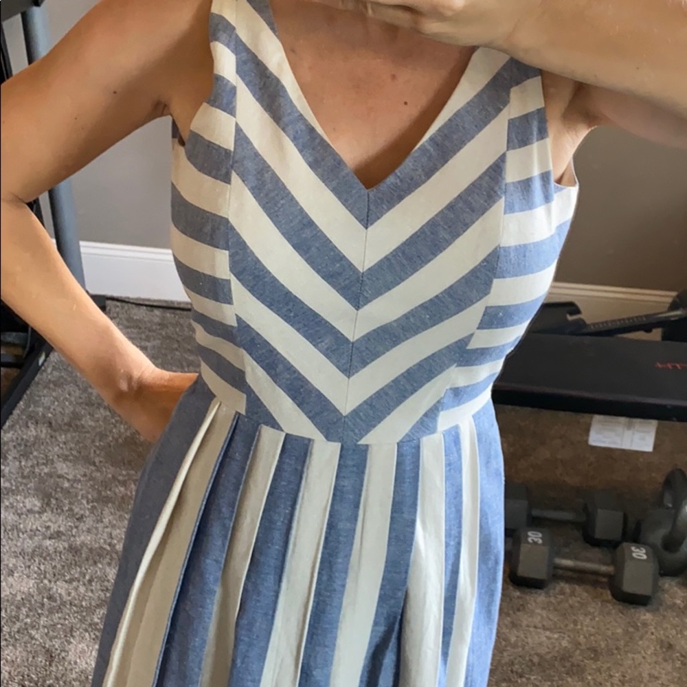 Antonio Melani Blue and cream striped linen dress.